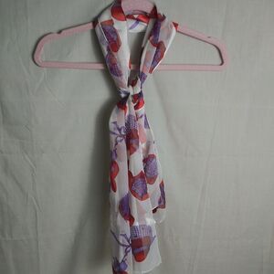 WOMAN'S SCARF - SHEER AND SOLID STRIPES - Red Hats - Purple Ribbons